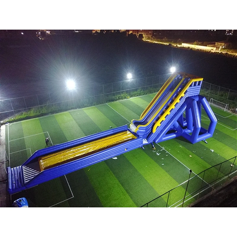 blue yellow super long slide Inflatable Slide-43x13x13M