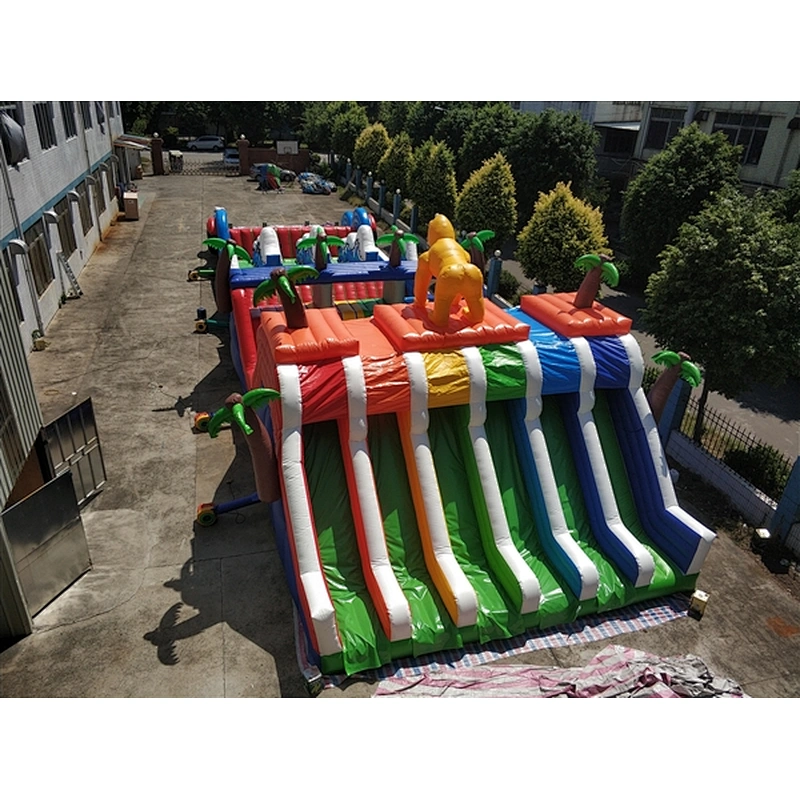 colorful rainbow outdoor obstacle course equipment which is belonging to inflatable obstacle course for sale-30x8x7M
