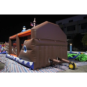 brown pirate ship inflatable bouncer slide Inflatable Slide-8x4x5M