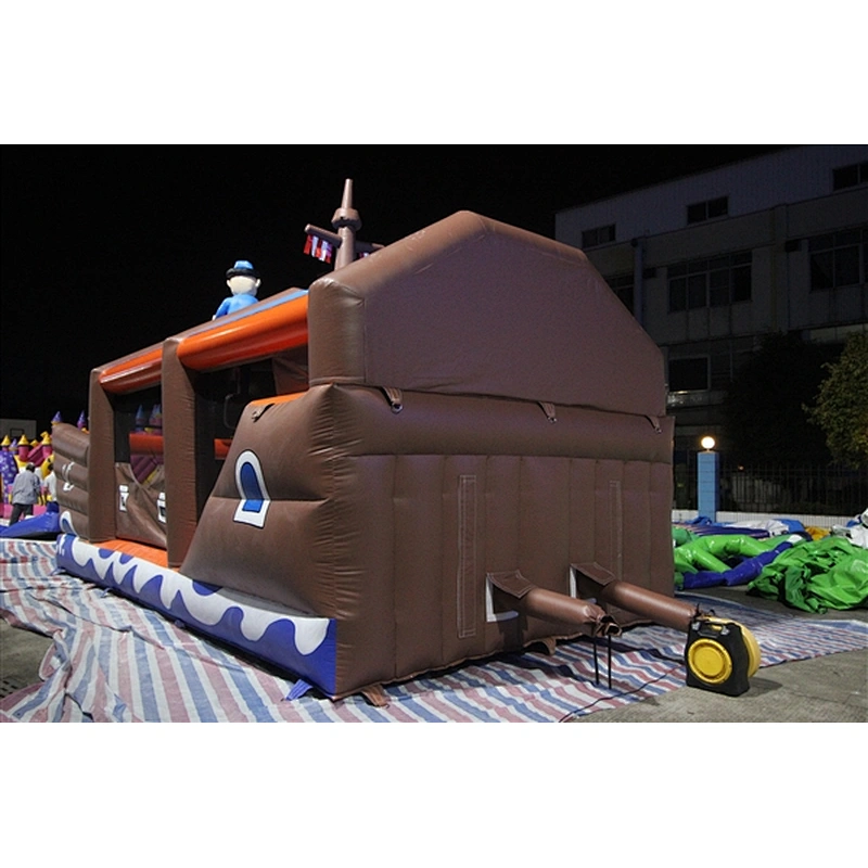 brown pirate ship inflatable bouncer slide Inflatable Slide-8x4x5M
