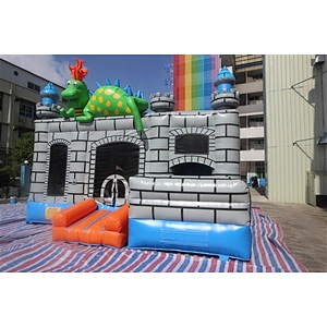 grey castle with dragon bouncer with slide jumping castle&Inflatable Combo-6x4x4M