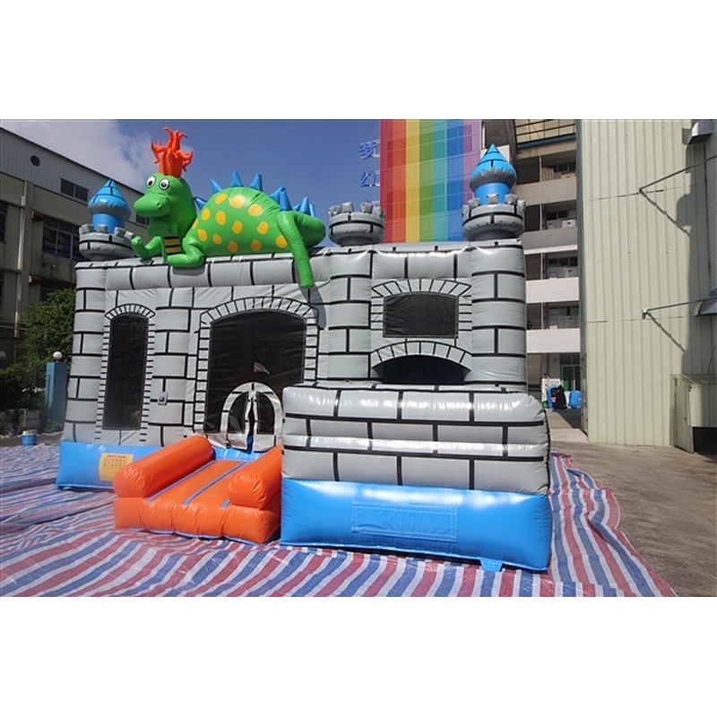 grey castle with dragon bouncer with slide jumping castle&Inflatable Combo-6x4x4M