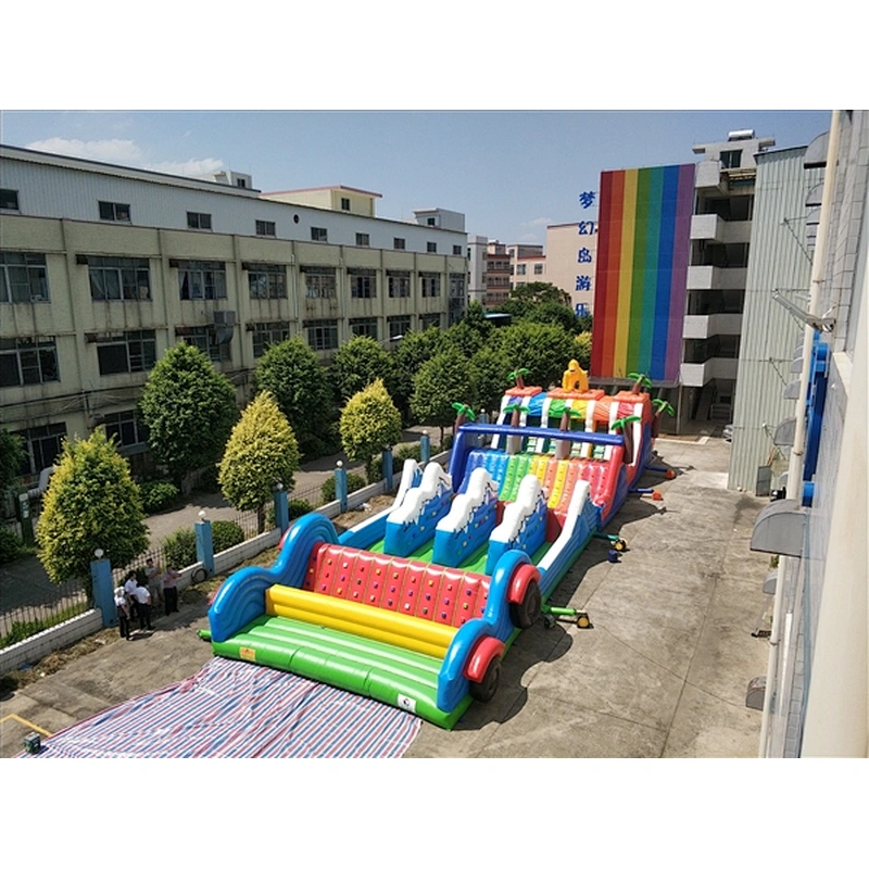 colorful rainbow outdoor obstacle course equipment which is belonging to inflatable obstacle course for sale-30x8x7M
