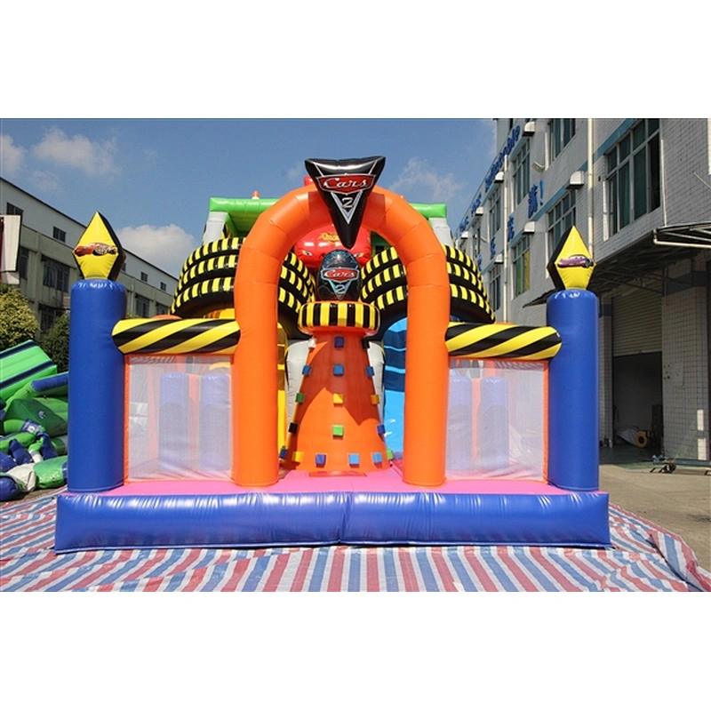 amusement park fun city with climbing inflatable bouncer slide Inflatable Slide-8x5x6M