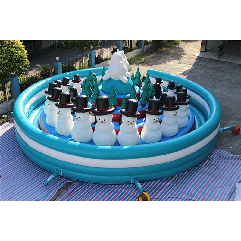 cold winter snowman on the ground fun city inflatable amusement park-12x12M