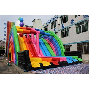 giant colorful rainbow Unicorn slide-25x12x6.8m