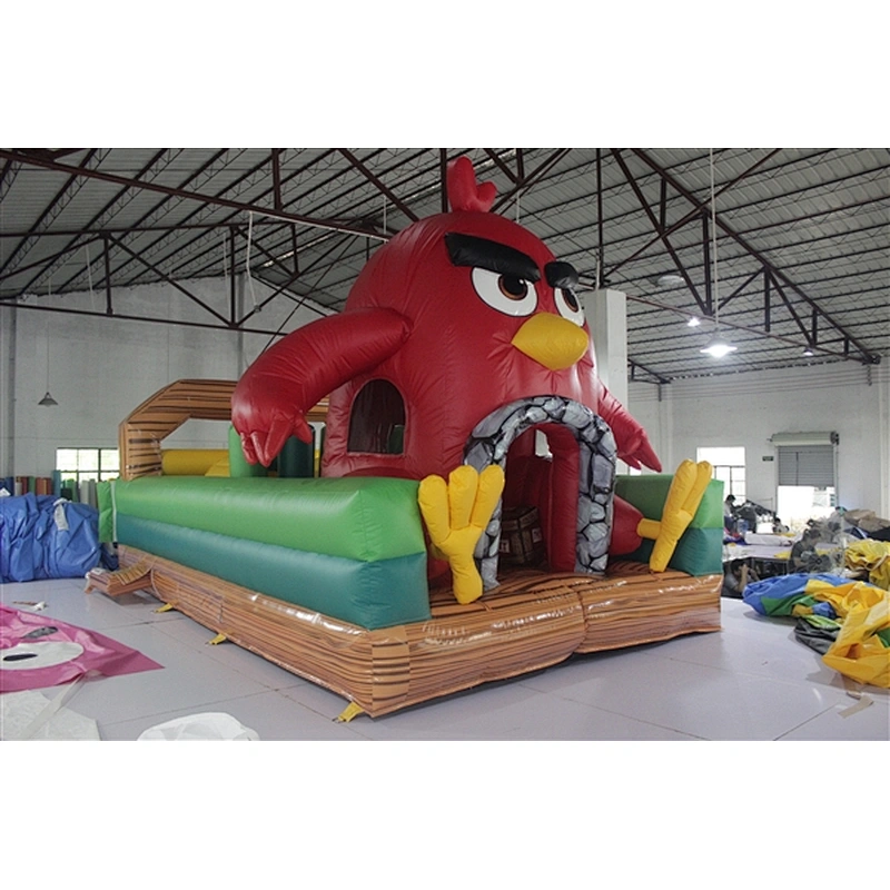 red angry birds bouncer jumping castle obstacle course equipment which is belonging to inflatable obstacle course for sale-13.5x3.5x4.7M