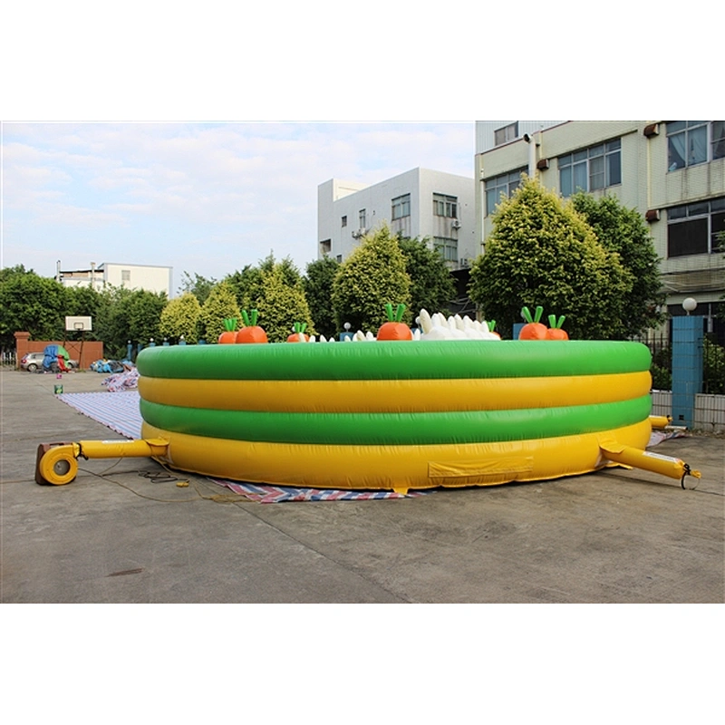 cute white bunny rabbit on the grass fun city inflatable amusement park-8x8x2.6M