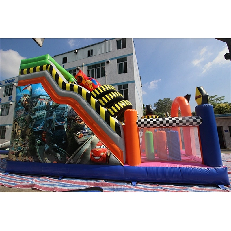 amusement park fun city with climbing inflatable bouncer slide Inflatable Slide-8x5x6M