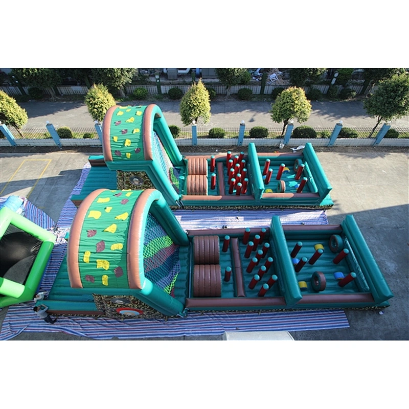green Camouflage rock climbing obstacle course inflatable inflatable obstacle inflatable obstacle course-18.3x4.9x6.4M