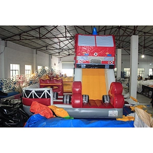 car shape bus shape bouncer with slide inflatable combo obstacle course inflatable inflatable obstacle inflatable obstacle course-10x5x4.5M