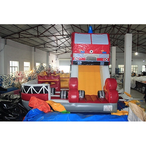 car shape bus shape bouncer with slide inflatable combo obstacle course inflatable inflatable obstacle inflatable obstacle course-10x5x4.5M