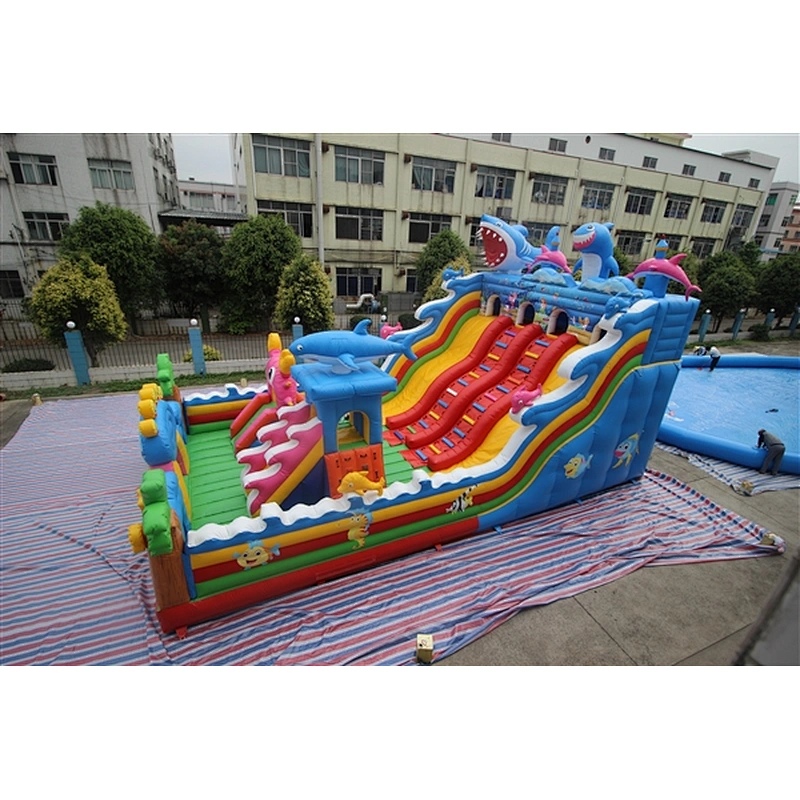 giant fierce shark Underwater World fun city inflatable amusement park-12x7x8.5M