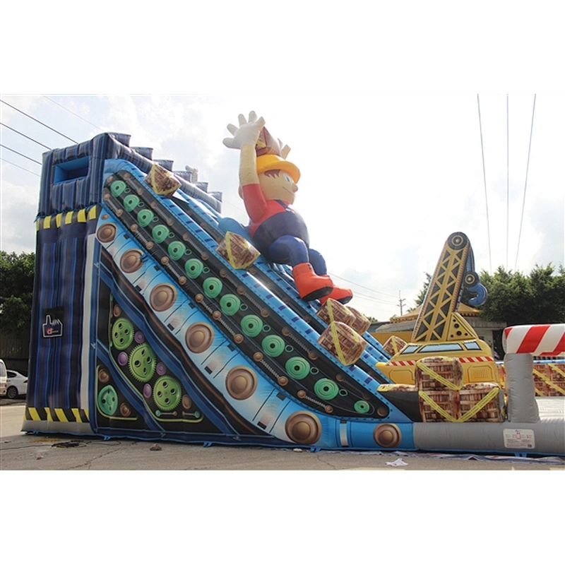 worker crane inflatable bouncer slide Inflatable Slide-12x6x9M