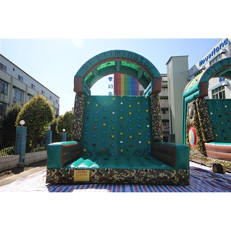 green Camouflage rock climbing obstacle course inflatable inflatable obstacle inflatable obstacle course-18.3x4.9x6.4M