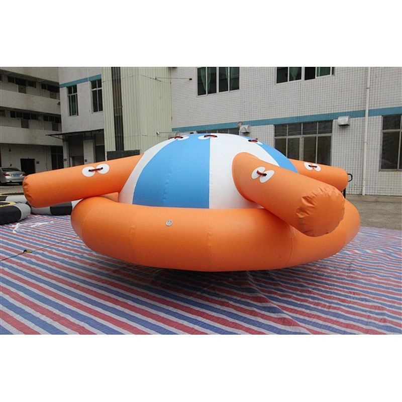 High Quality Giant Blue Inflatable Saturn Spinning Top Toy Water Sports Equipment-5M
