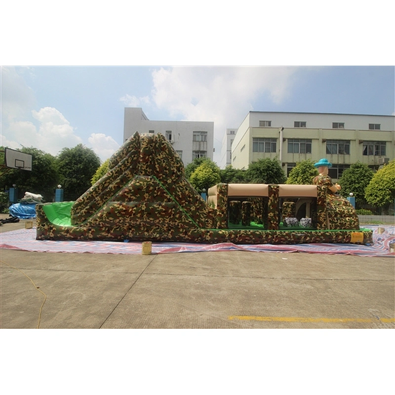 green Camouflage obstacle course inflatable inflatable obstacle inflatable obstacle course-12x2.8x3.5M