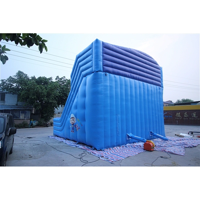 blue slide with polar bear monkey cat inflatable bouncer slide Inflatable Slide-7x7x6.5M