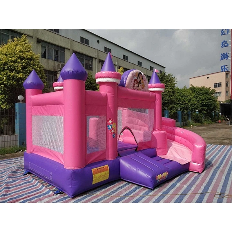pink Cinderella princess bouncer with slide jumping castle&Inflatable Combo-4x3x3.8M