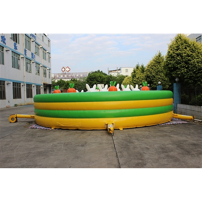 cute white bunny rabbit on the grass fun city inflatable amusement park-8x8x2.6M