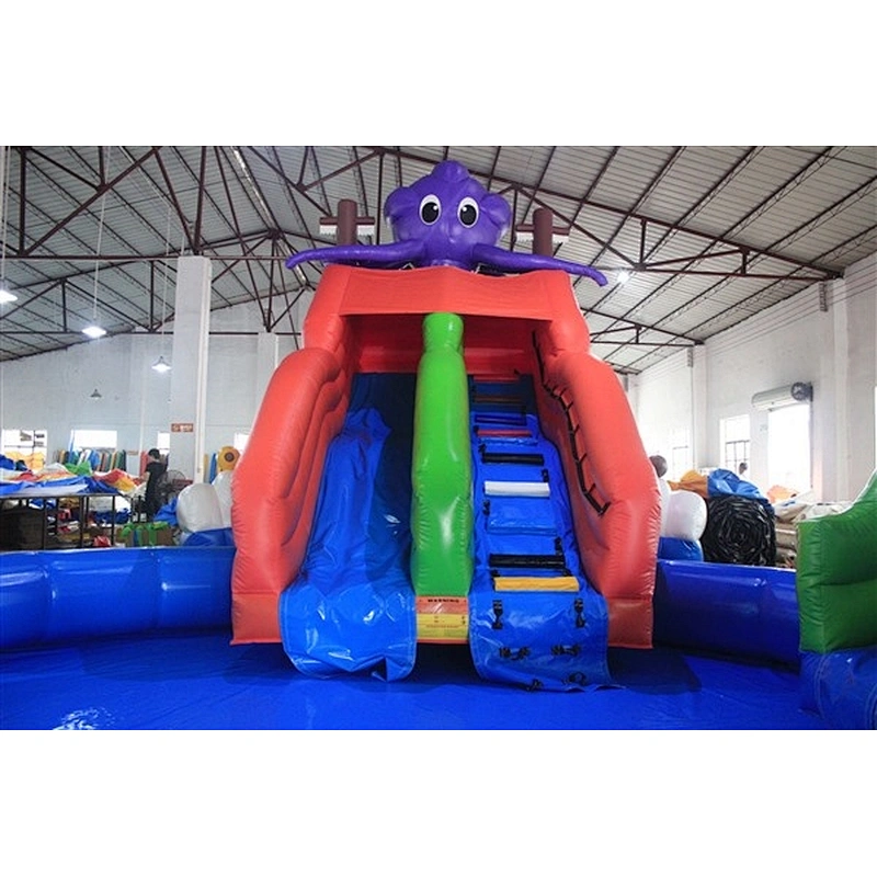 The hot sale octopuses giant inflatable water slide which is inflatable water slide for kids-purple octopus slide5x3.4x4.5+small slide3.5x2.8x2.5+pool dia7米+iceberg3x2.5x2.5