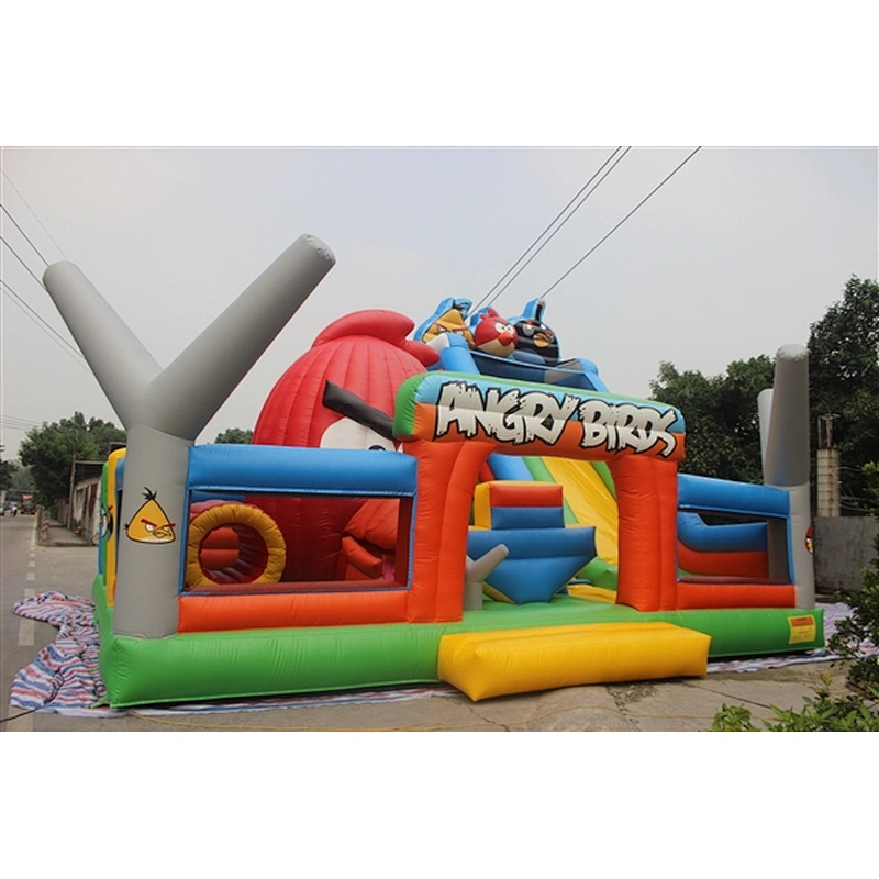 angry birds bouncer with slide fun city inflatable amusement park-9x6x5M