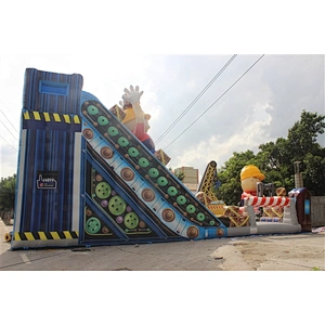 worker crane inflatable bouncer slide Inflatable Slide-12x6x9M