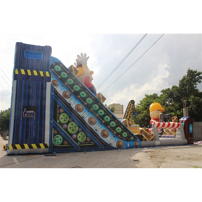 worker crane inflatable bouncer slide Inflatable Slide-12x6x9M