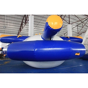 High Quality Giant Blue Inflatable Saturn Spinning Top Toy Water Sports Equipment-4x4x1.8M