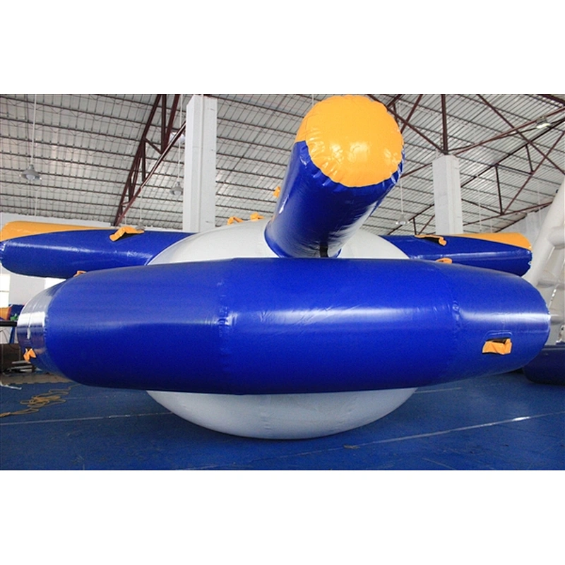 High Quality Giant Blue Inflatable Saturn Spinning Top Toy Water Sports Equipment-4x4x1.8M
