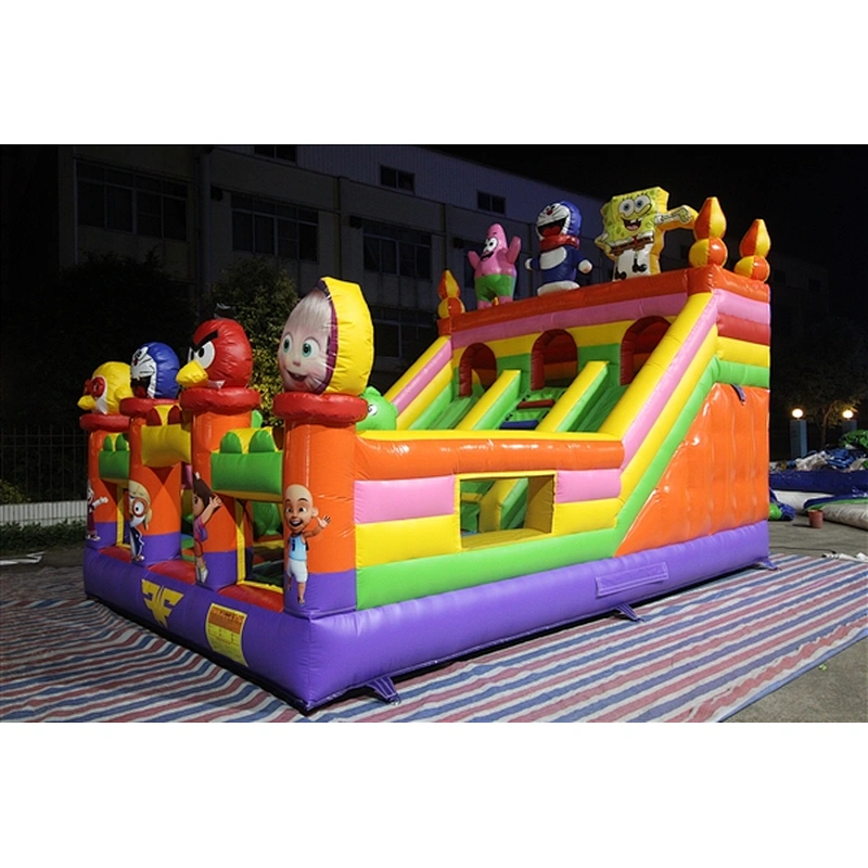 cartoon gathering inflatable bouncer slide Inflatable Slide-6x4x4M