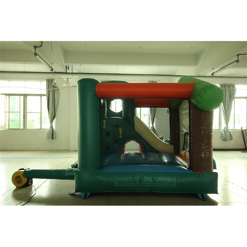 green jungle fun cabin bouncer with slide&jumping castle&Inflatable Combo-3.5x3.5x2.5M