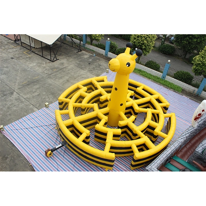 High Quality inflatable giraffe circular maze outdoor inflatable sport games for sale-9x9x6m