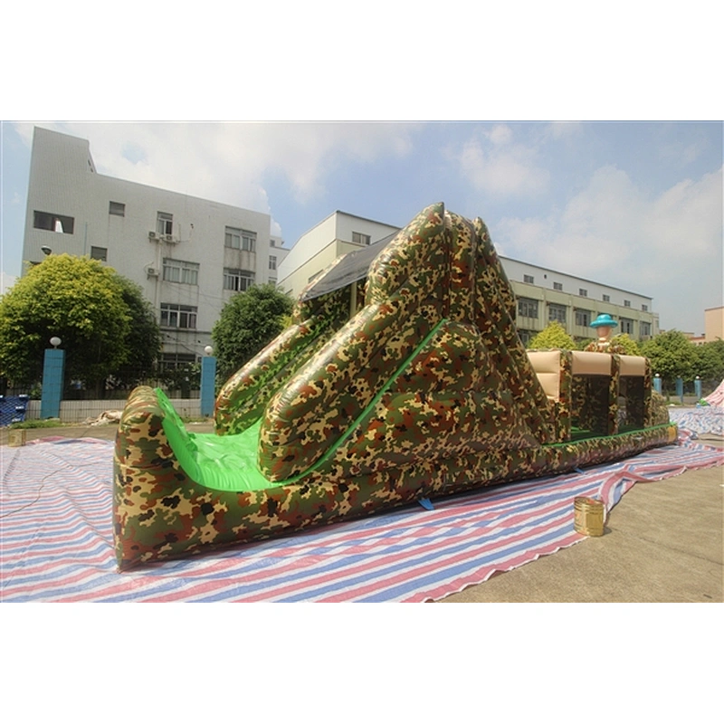 green Camouflage obstacle course inflatable inflatable obstacle inflatable obstacle course-12x2.8x3.5M
