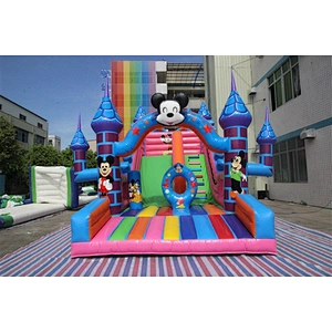 Rainbow Mickey castle inflatable bouncer slide Inflatable Slide-7.5M