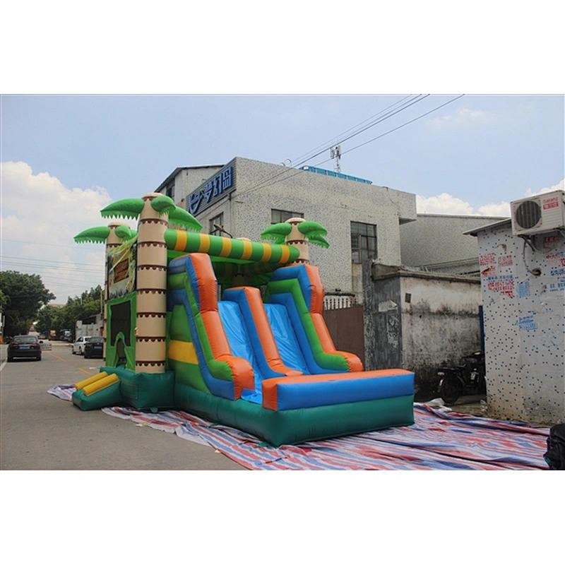 Hawaii coconut tree jungle bouncer with slide jumping castle&Inflatable Combo-6x4x4M