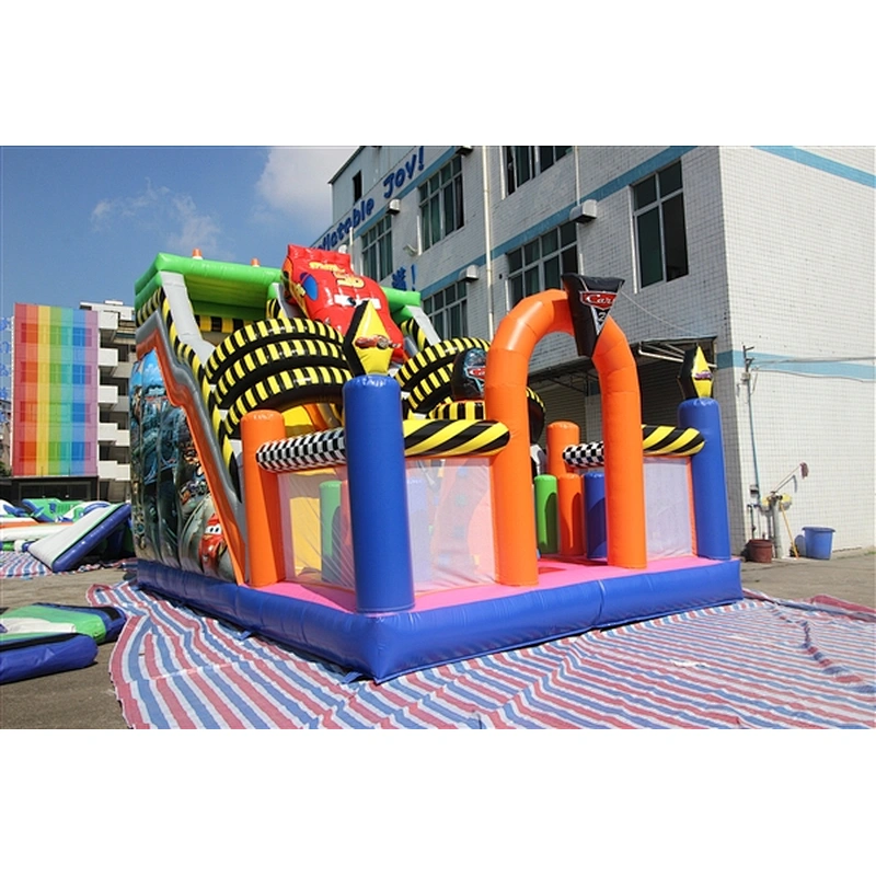 amusement park fun city with climbing inflatable bouncer slide Inflatable Slide-8x5x6M