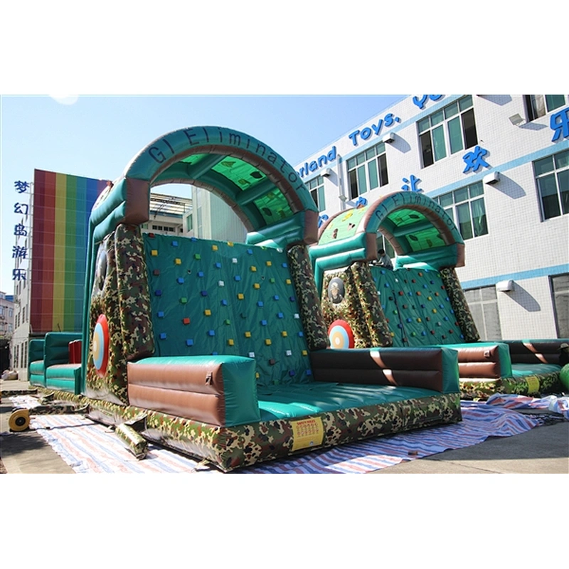 green Camouflage rock climbing obstacle course inflatable inflatable obstacle inflatable obstacle course-18.3x4.9x6.4M