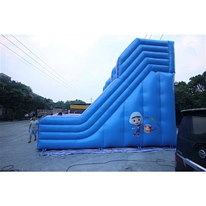 blue slide with polar bear monkey cat inflatable bouncer slide Inflatable Slide-7x7x6.5M
