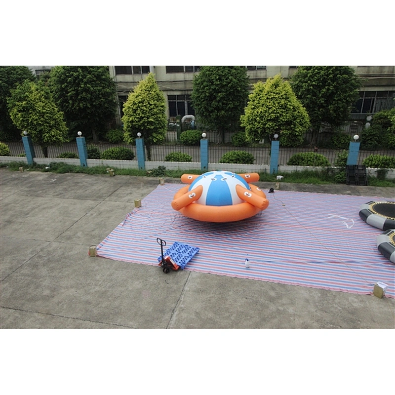 High Quality Giant Blue Inflatable Saturn Spinning Top Toy Water Sports Equipment-5M
