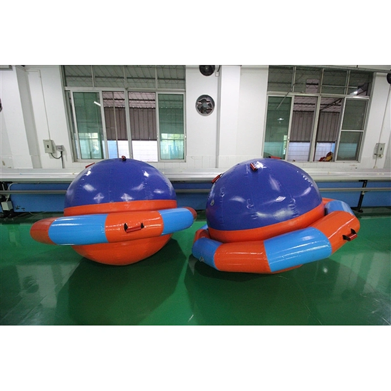 High Quality Giant Blue Inflatable Saturn Spinning Top Toy Water Sports Equipment-2m