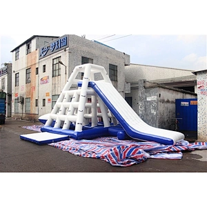 Best Quality Amusement Park Water Toys Giant Blue White Inflatable Water Tower Toys For Sale-7x4.6x5+1.7x1M