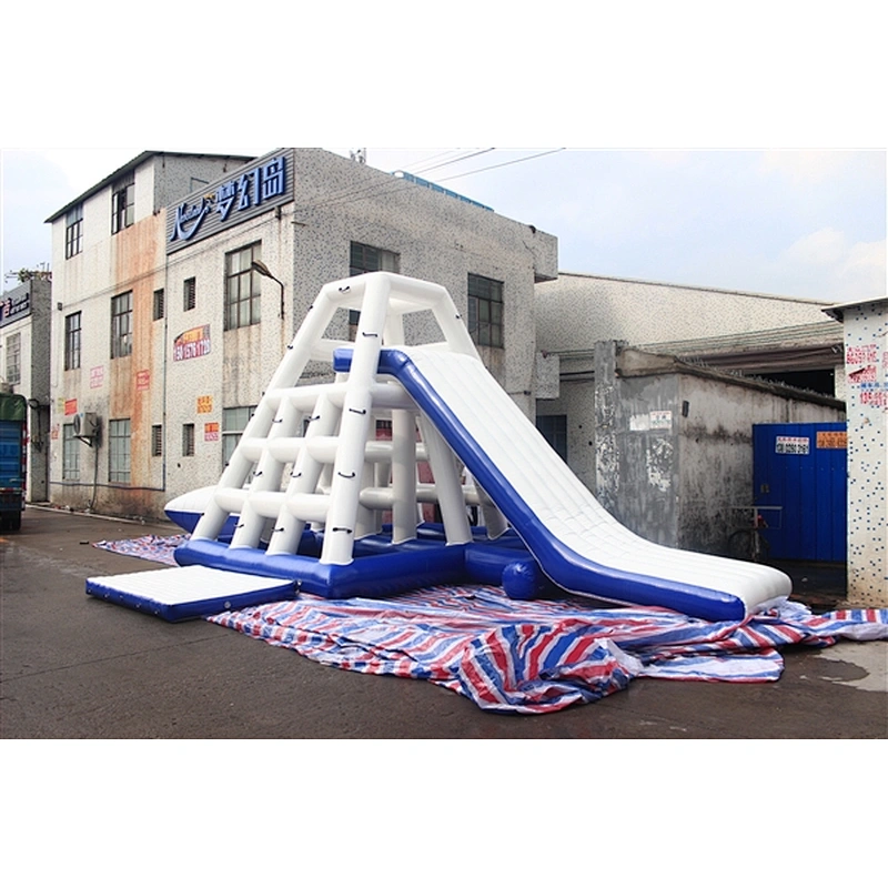 Best Quality Amusement Park Water Toys Giant Blue White Inflatable Water Tower Toys For Sale-7x4.6x5+1.7x1M
