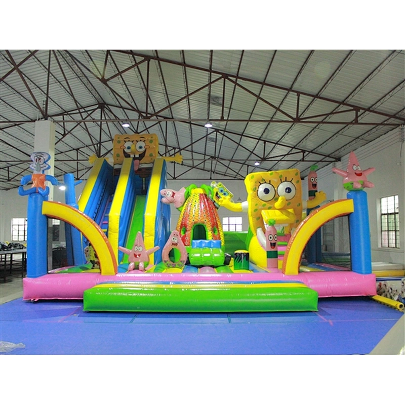 spongebob and Patrick star bouncer with slide inflatable slide fun city inflatable amusement park--8.6x8x6.5M
