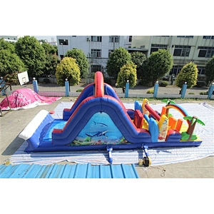 bouncer with slide obstacle course inflatable inflatable obstacle inflatable obstacle course-12x4x5M