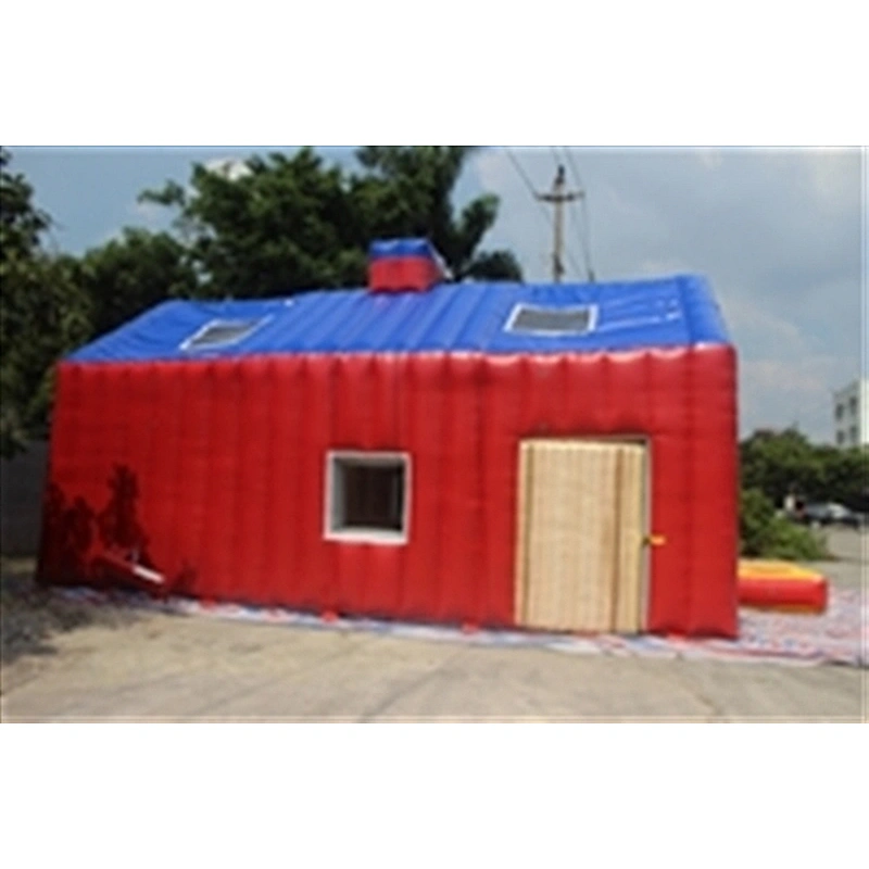 red blue cabin house bouncer inflatable jumping castle inflatable castle-8.84x5.18x4.45M