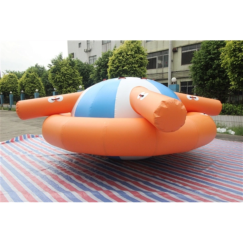 High Quality Giant Blue Inflatable Saturn Spinning Top Toy Water Sports Equipment-5M