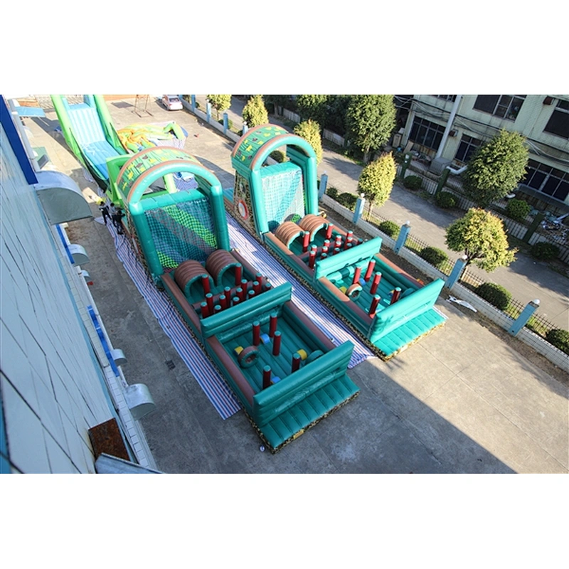 green Camouflage rock climbing obstacle course inflatable inflatable obstacle inflatable obstacle course-18.3x4.9x6.4M