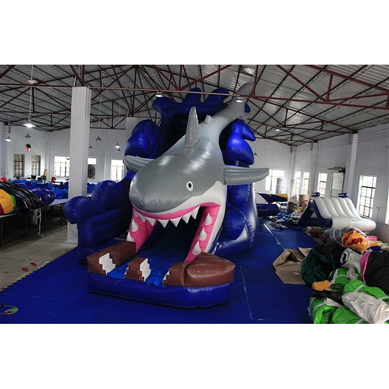giant fierce shark with teeth Inflatable Slide-6x4x4.5M