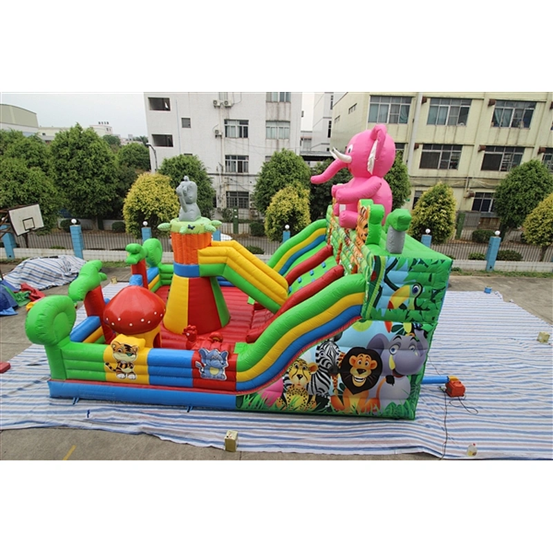 animal gathering zoo pink elephant fun city inflatable amusement park inflatable castle-10x8M